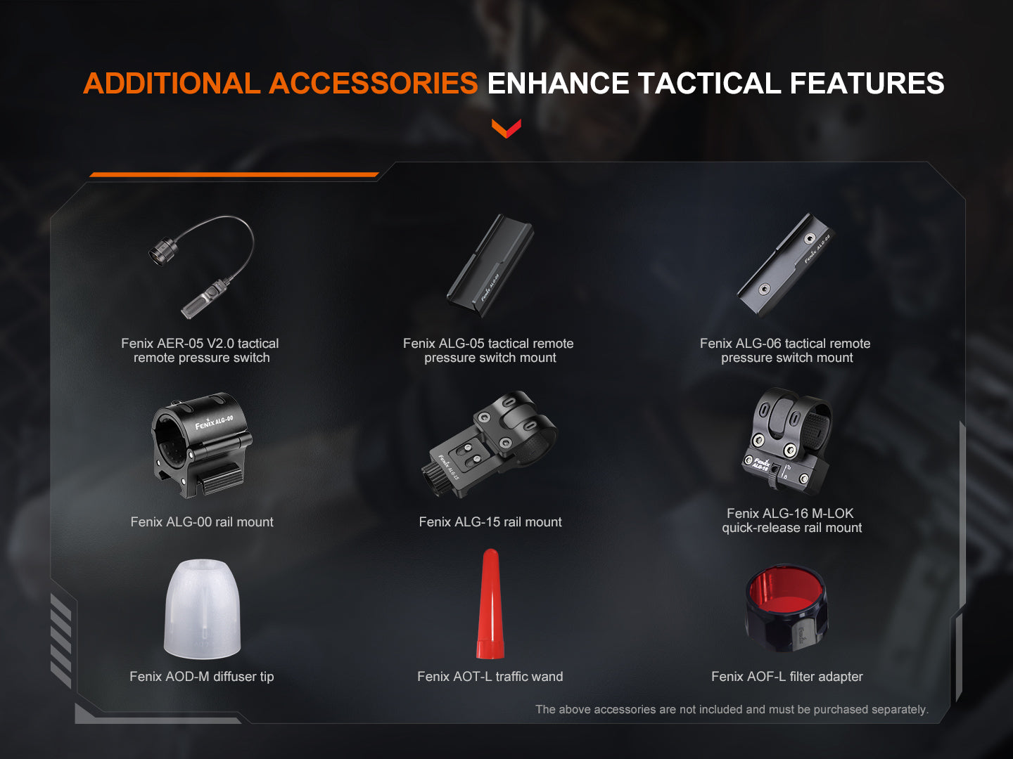 Fenix TK22R rechargeable tactical flashlight with LED beam, black body, and textured grip for duty and outdoor use.
