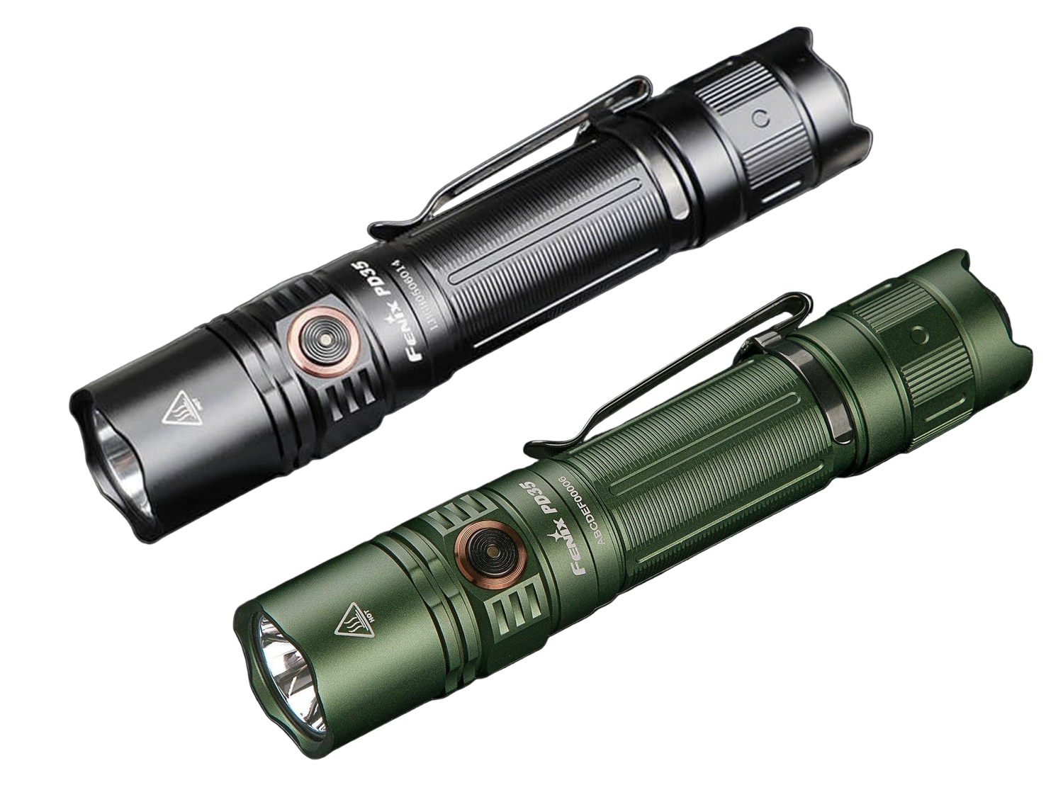 Tropic green Fenix PD35 V3.0 tactical flashlight with 1700 lumens, compact design, and textured grip for everyday carry.