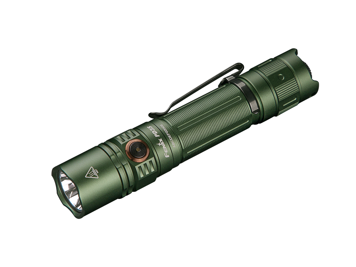 Fenix PD35 V3.0 tactical flashlight in tropic green, featuring 1700 lumens for everyday carry and outdoor use.