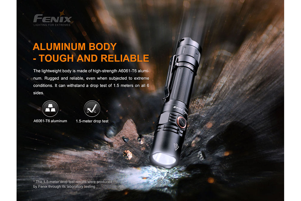 Fenix PD35 V3.0 tactical flashlight in tropic green, with 1700 lumens, compact design for everyday carry and outdoor use.