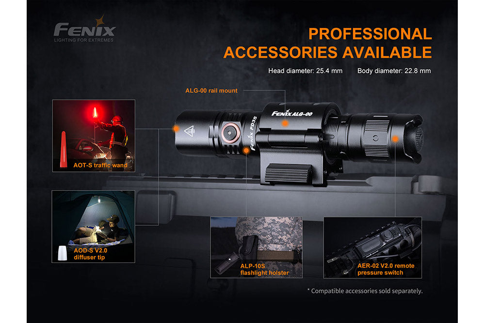 Fenix PD35 V3.0 tactical flashlight in tropic green, compact design, 1700 lumens, suitable for everyday carry.