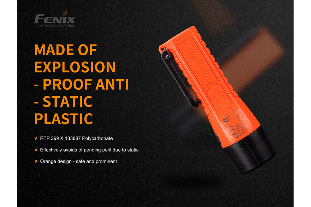 Fenix WF11E intrinsically safe work flashlight with durable metal body and bright LED light for industrial use