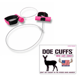 Pair of Doe Cuffs from Game Cuffs, LLC, featuring sleek, metallic design for decorative or costume use.