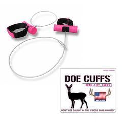 Pair of Doe Cuffs from Game Cuffs, LLC, featuring sleek, metallic design for decorative or costume use.