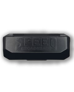 Speed Broadheads broadhead case holding multiple arrowheads in a compact, durable storage container for archery equipment.