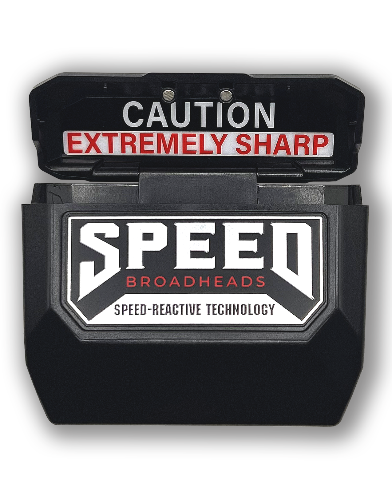 Speed Broadheads broadhead case with multiple compartments for storing and organizing archery broadheads securely.