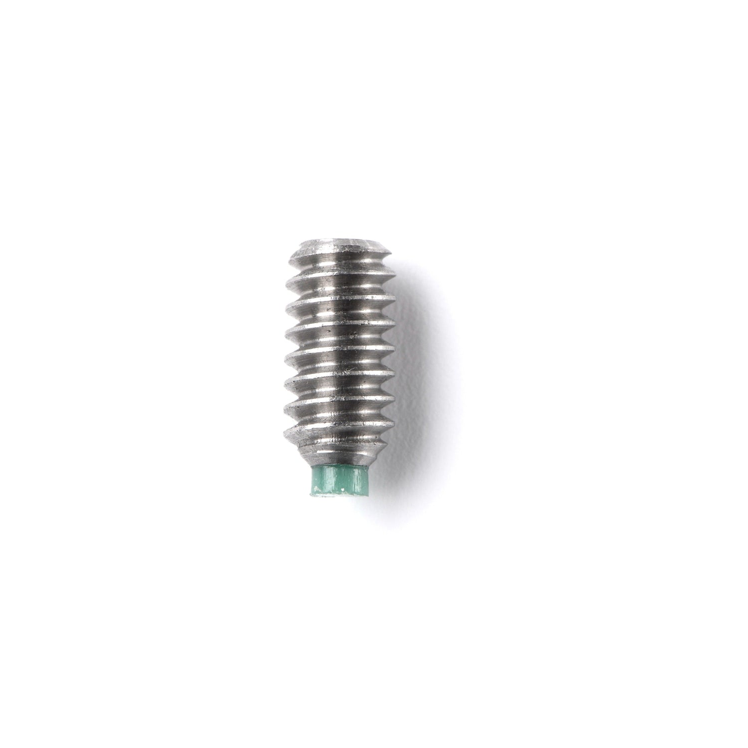 Vantage Point Archery soft tip set screw for bow arrow tips, close-up view showing threading and metal construction.