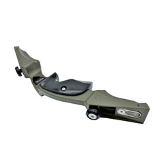 Left-handed Vantage Point Archery VPA Riser in OD Green, 13-inch all-purpose archery bow riser with ergonomic design.