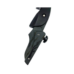Left-handed Vantage Point Archery VPA Riser in OD green, 13-inch all-product archery riser with a sleek design.