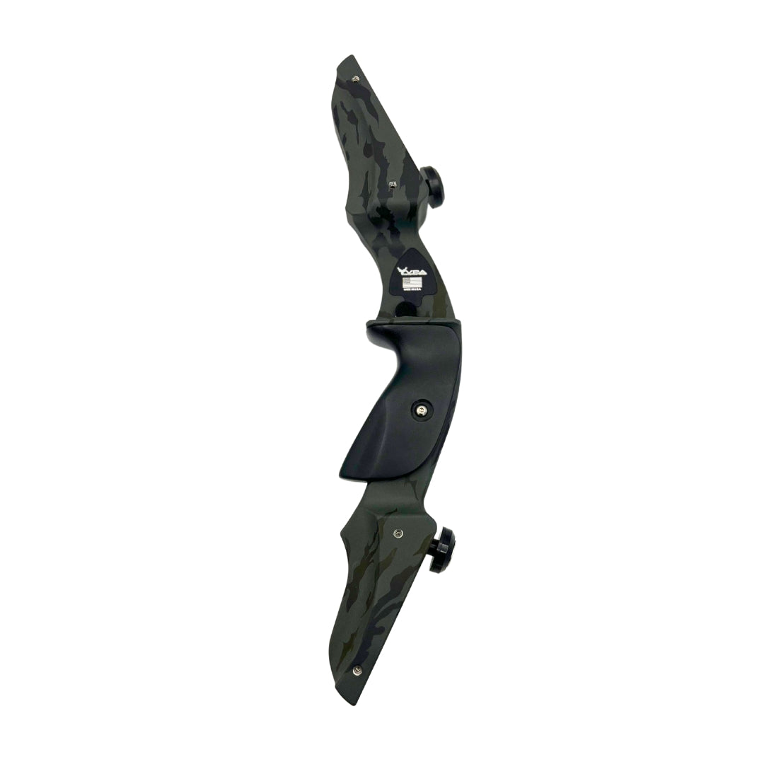 Left-handed Vantage Point Archery VPA Riser in OD Green, 13-inch all-purpose archery bow riser for durable, precise shooting.