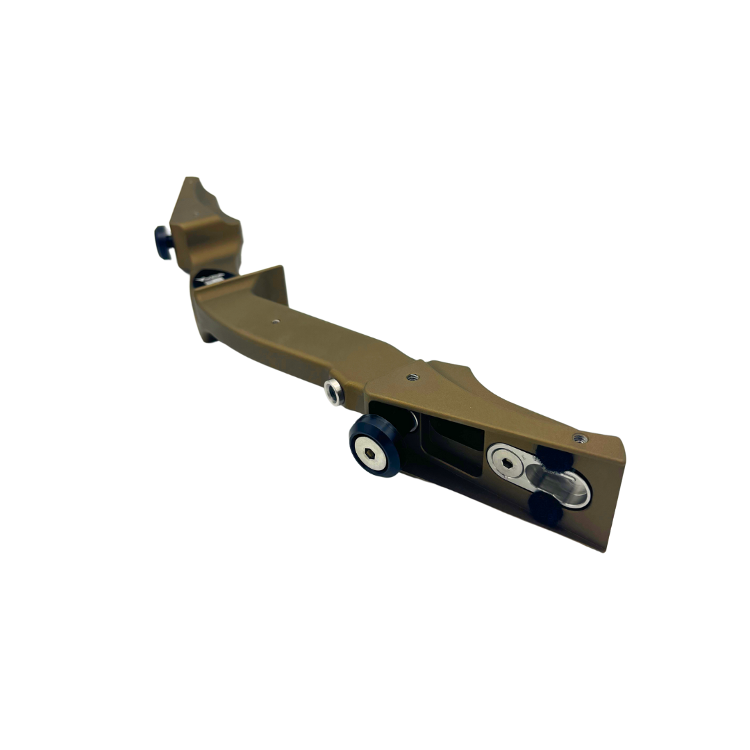 Left-handed Vantage Point Archery VPA Riser in olive green, 13-inch all-purpose archery equipment for precise shooting.