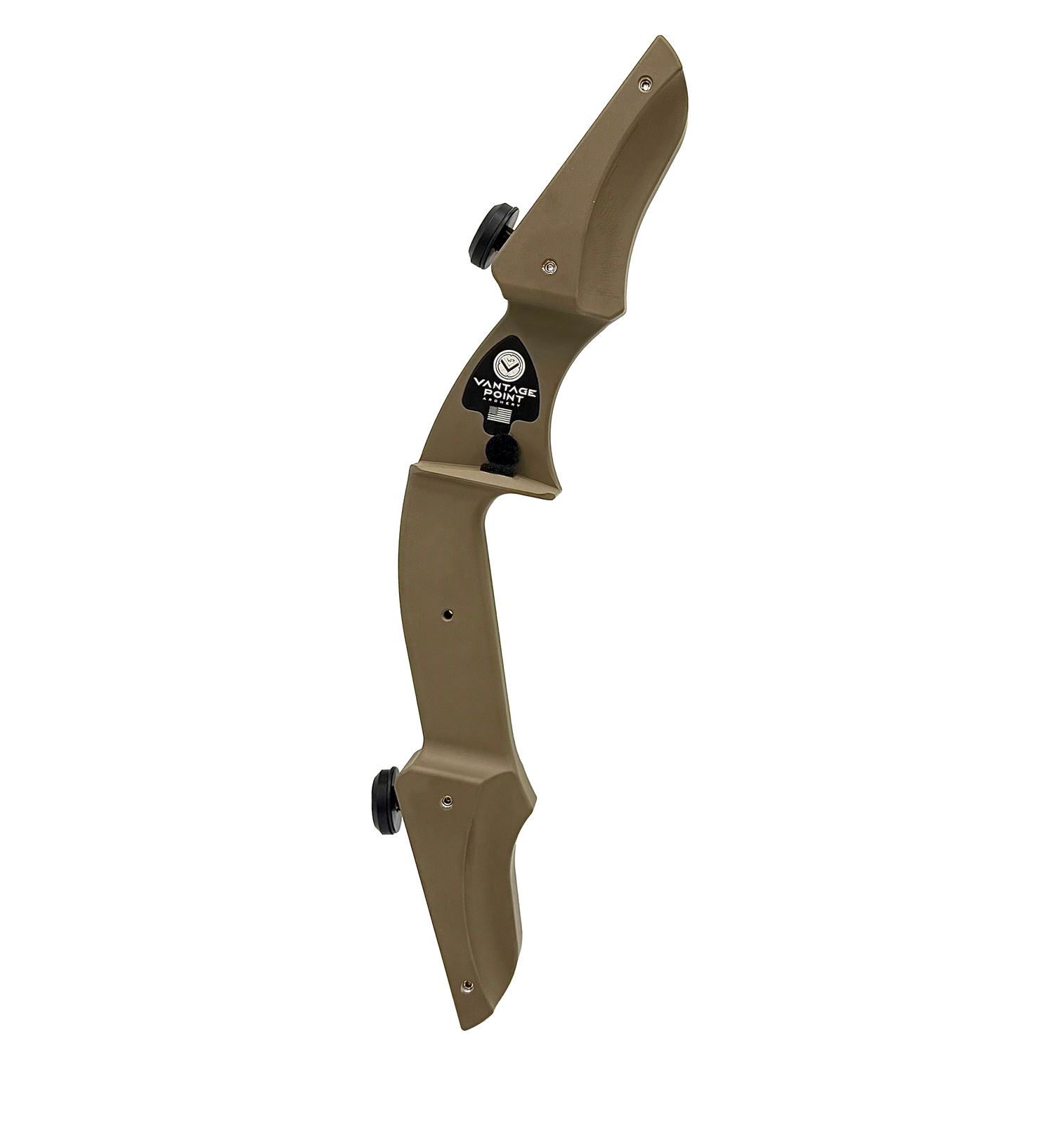 Left-handed Vantage Point Archery VPA Riser in OD Green, 13 inches, designed for all archery products.