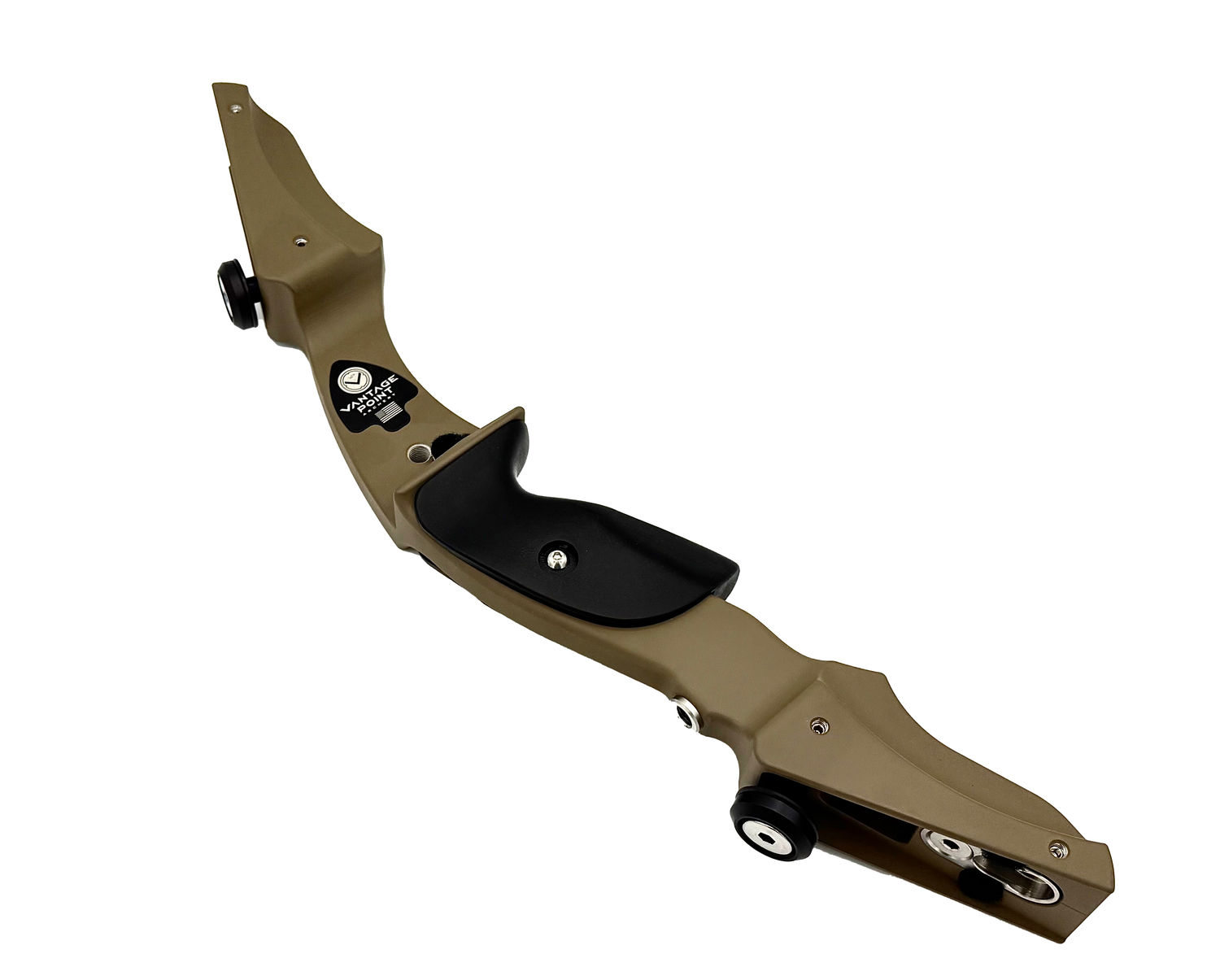 Left-handed Vantage Point Archery VPA Riser in OD green, 13-inch all products archery component with a sleek design
