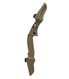 Left-handed Vantage Point Archery VPA Riser in OD Green, 13-inch all-product archery equipment for precise shooting.